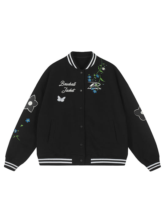 Racer varsity jacket | Achock Floral Foam Printed Varsity Jacket | Face 3 Face