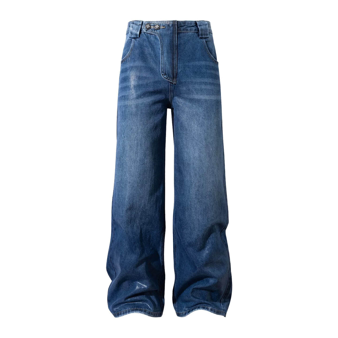 YADcrew PU Jelly Finish Washed Flared Denim Jeans | Face 3 Face