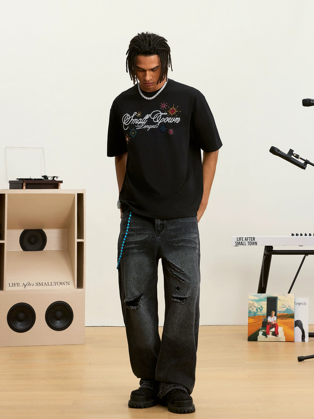 Small Town Kid Colorful Fireworks Rhinestone Tee | Face 3 Face