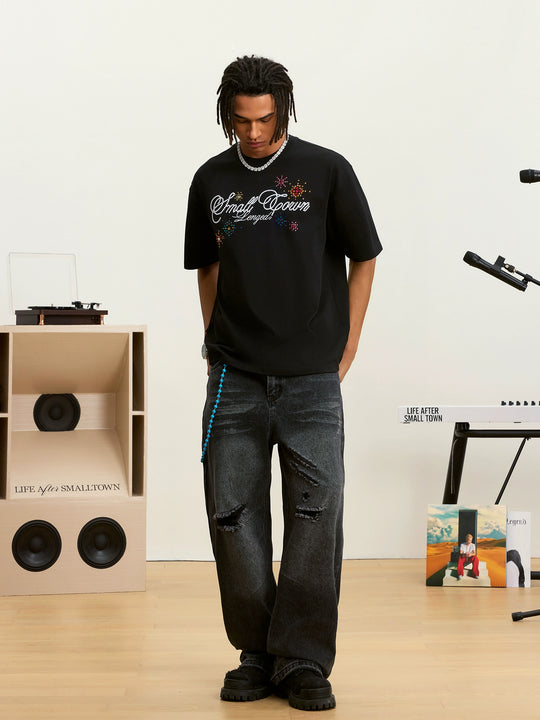 Small Town Kid Colorful Fireworks Rhinestone Tee | Face 3 Face