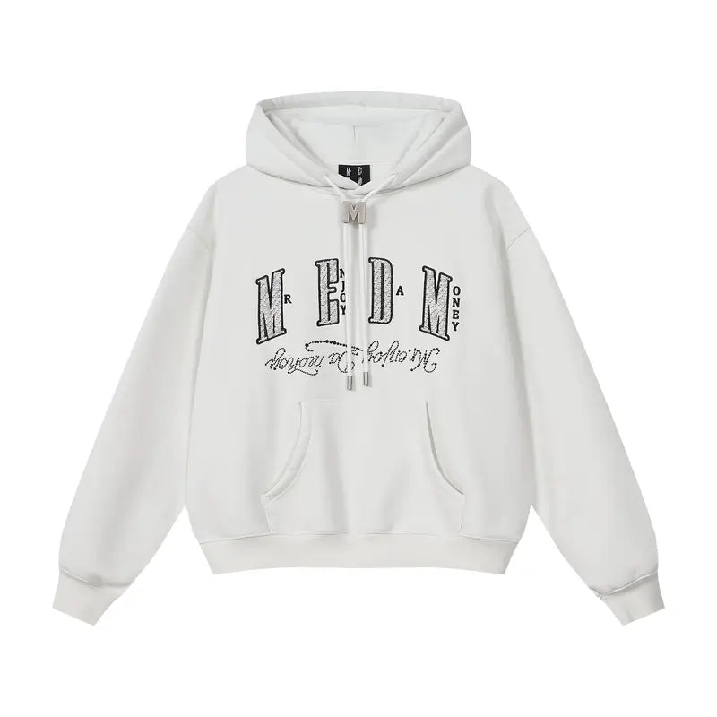 MEDM M Buckled Drawstring Pearl Logo Embroidered Hoodie | Face 3 Face