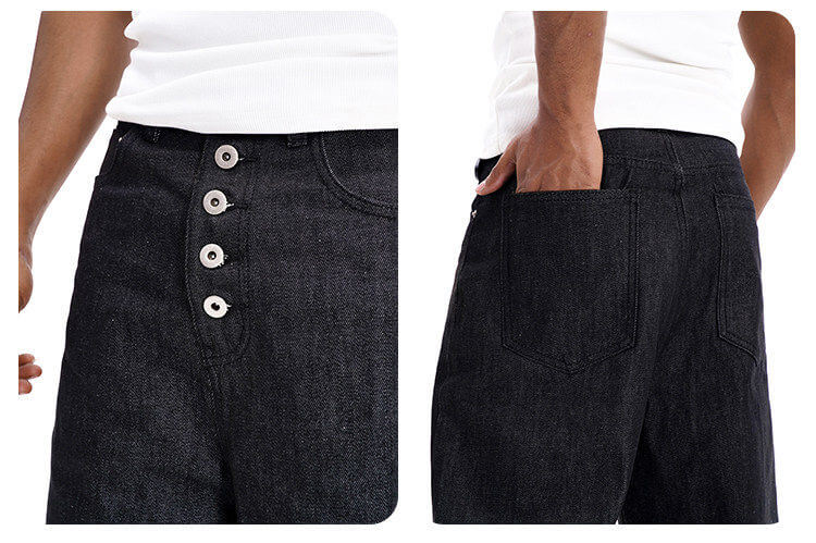 F3F Select Button Fly Baggy Denim Shorts