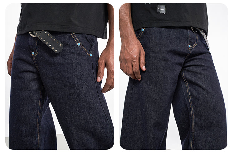 F3F Select Turquoise Studs Machete Jeans | Face 3 Face