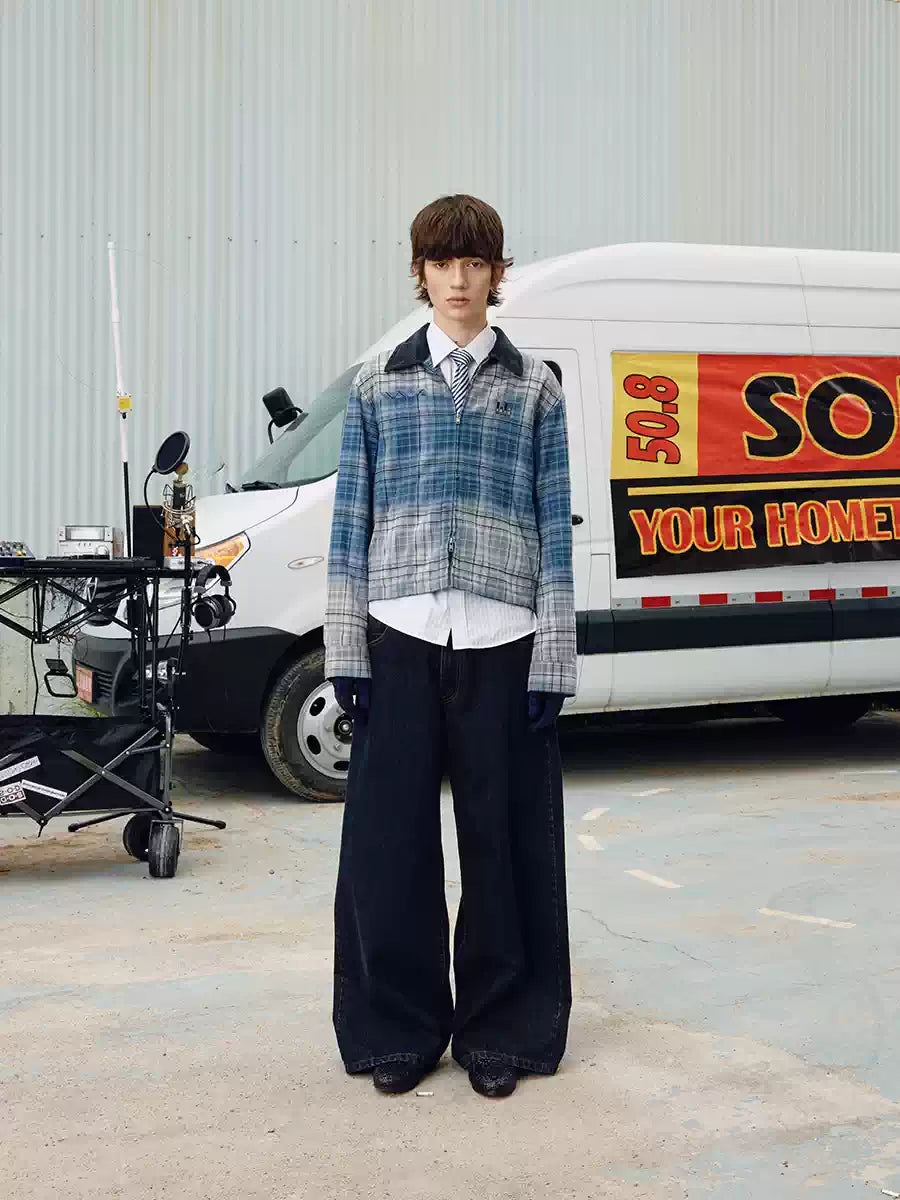 SOD Co. Washed Blue Gradient Plaid Jacket | Face 3 Face