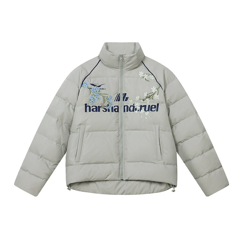 Harsh and Cruel Flower Embroidery Numbering Down Jacket | Face 3 Face