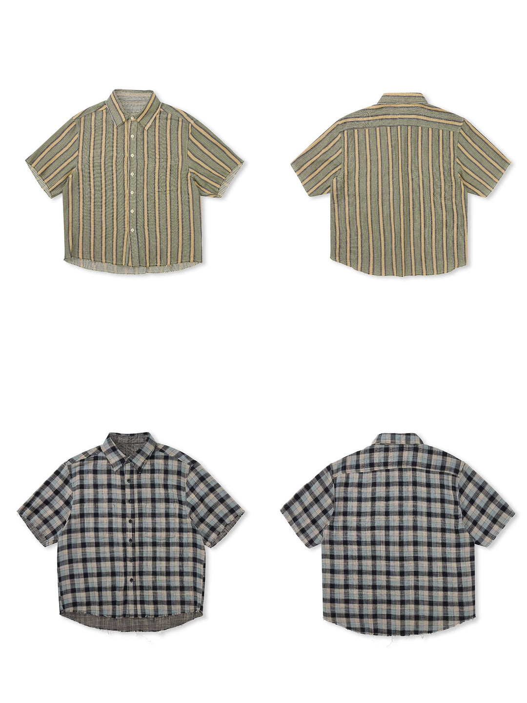 EVILKNIGHT(EK) Striped Plaid Reversible Short Sleeve Shirt | Face 3 Face