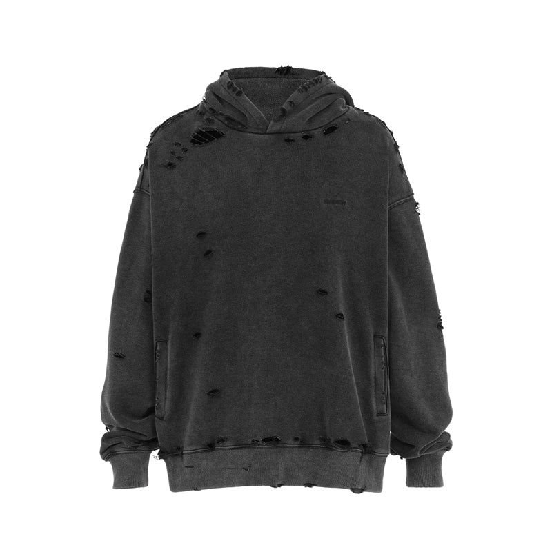 UNDERWATER Damaged Faded Logo Embroidered Hoodie