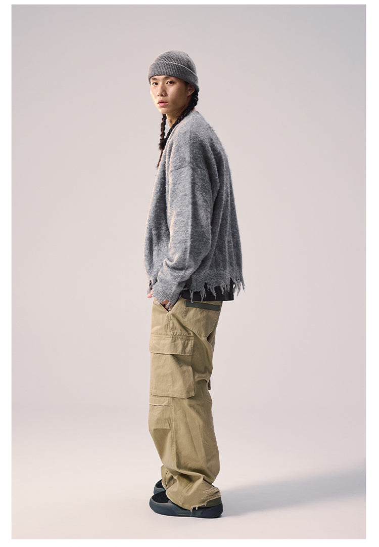 Remedy Distressed Hem Baggy Work Cargo Pants | Face 3 Face