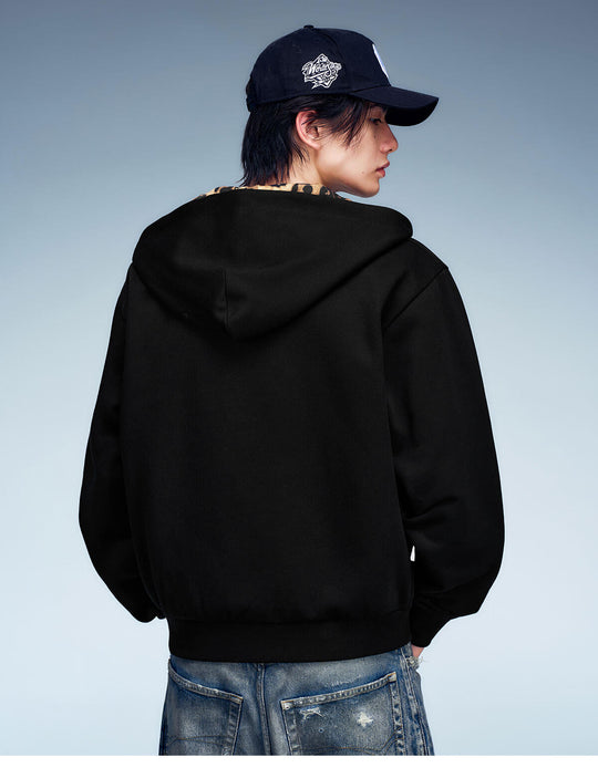 MEDM Contrast Hood Lining Zip Up Hoodie | Face 3 Face