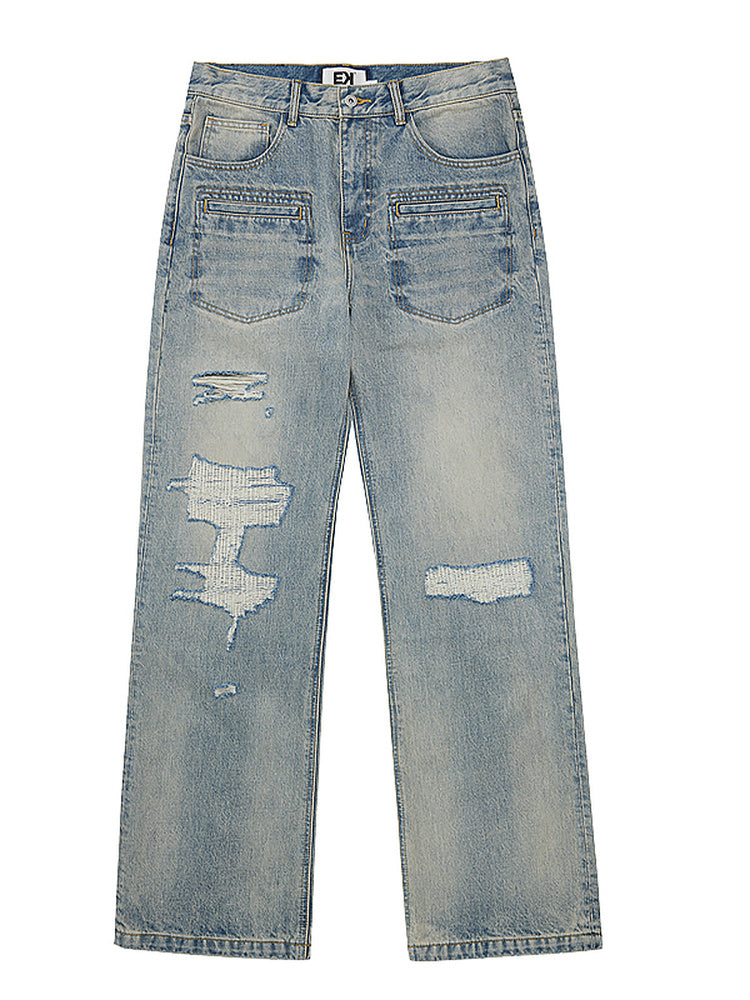EVILKNIGHT(EK) Washed Distressed Utility Jeans | Face 3 Face