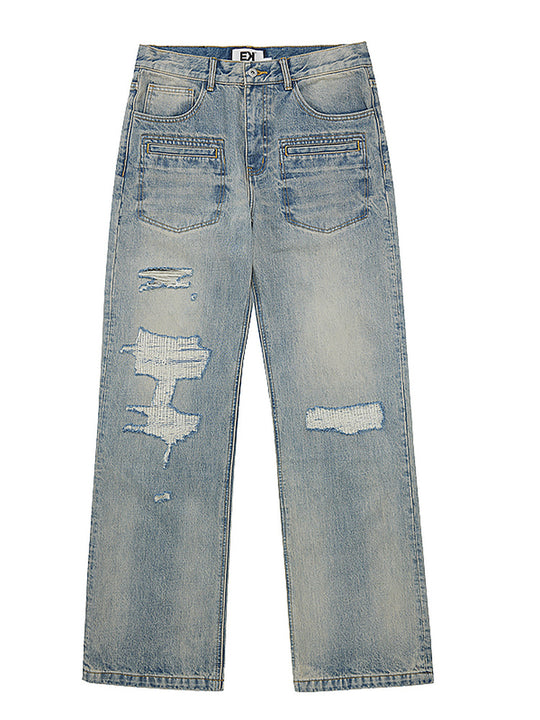 EVILKNIGHT(EK) Washed Distressed Utility Jeans | Face 3 Face