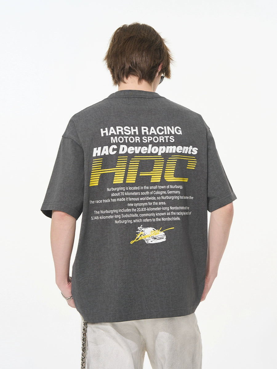 Harsh and Cruel Retro Racing Logo Print Tee