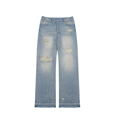 S45 Scattered Hem Washed Distressed Holes Jeans | Face 3 Face