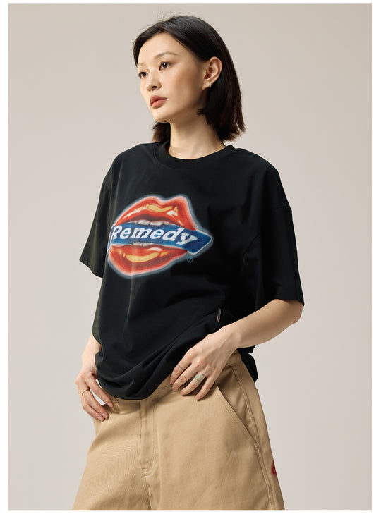 Remedy Airbrushed Kiss Lips Print Tee | Face 3 Face