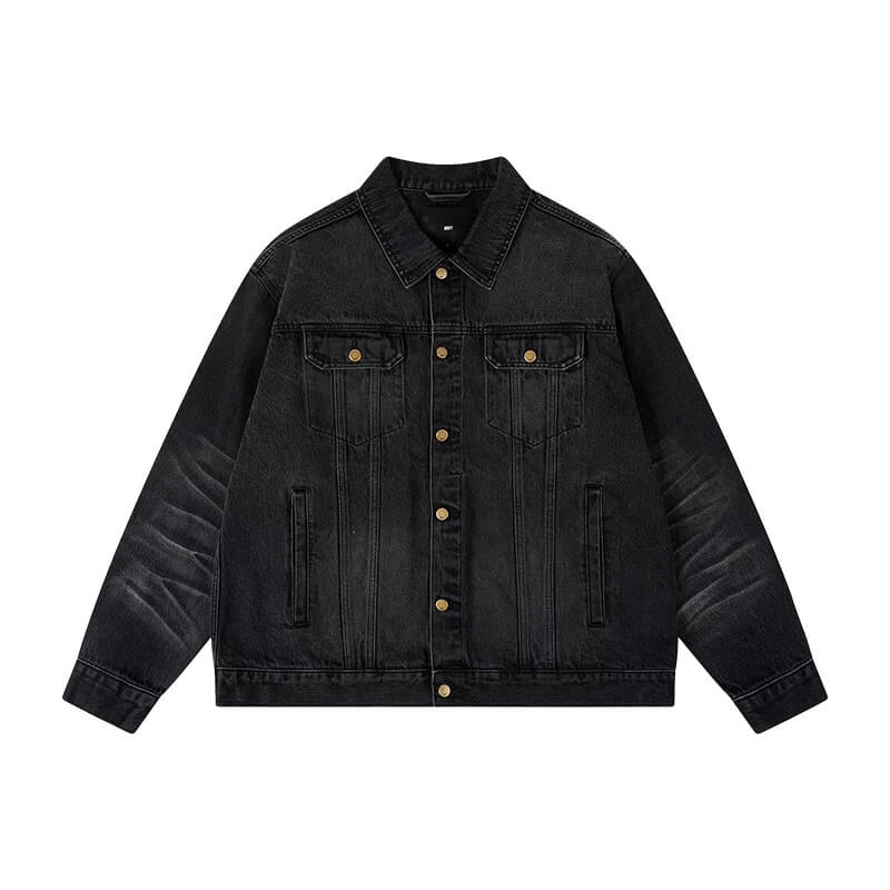 1807 Cat Whiskers Washed Black Denim Jacket | Face 3 Face