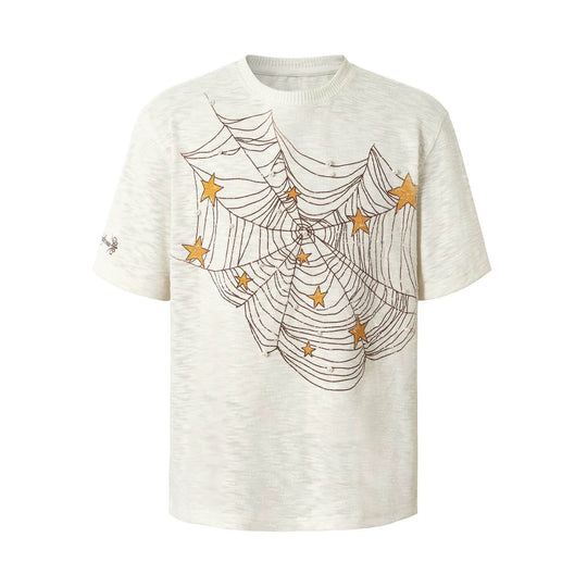 YADcrew Pearl Studded Star Spider Web Print Tee | Face 3 Face