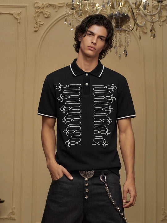 YADcrew Braid Embroidered Waffle Polo Shirt | Face 3 Face