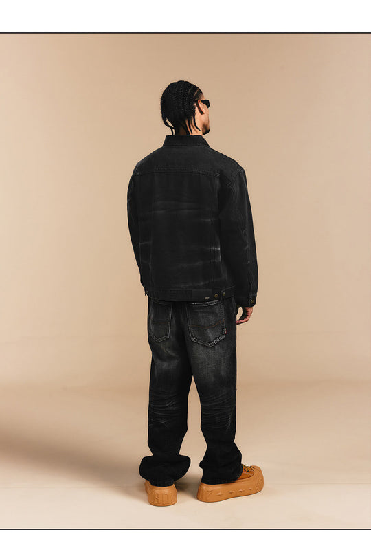 1807 Cat Whiskers Washed Black Denim Jacket | Face 3 Face