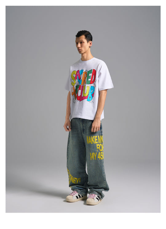 S45 Cartoon-Style Slogan Print Tee | Face 3 Face