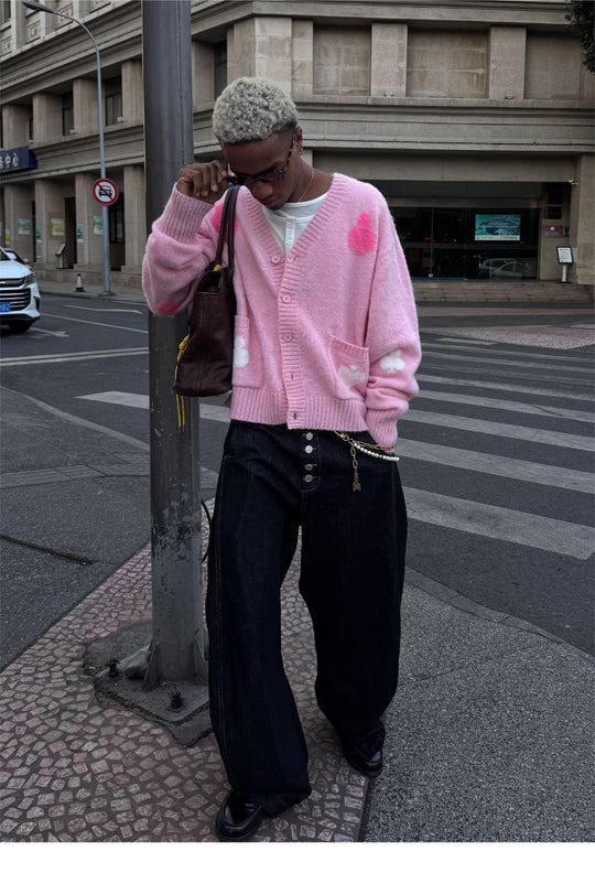 STEEPC Card Suits Wool Blend Knit Cardigan | Face 3 Face