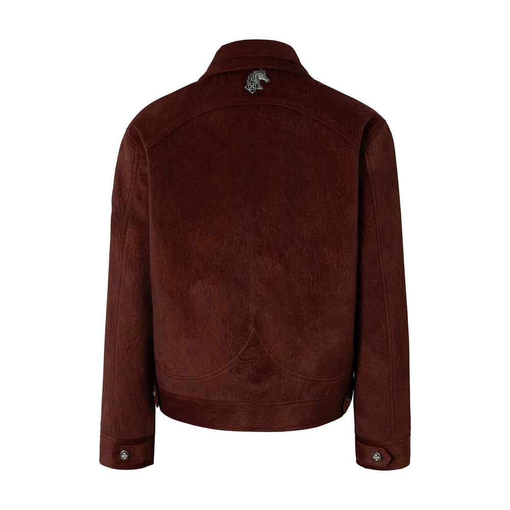 YADcrew Red Faux Horsehair Racing Jacket | Face 3 Face