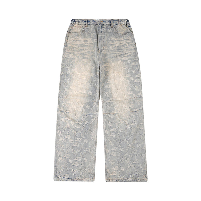 1807 Allover Paisley Washed Denim Jeans | Face 3 Face