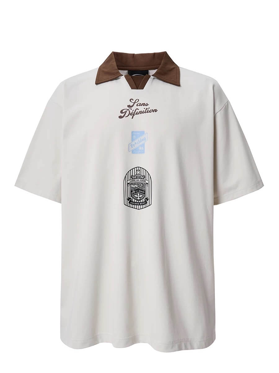 F2CE College Emblem Badge Print Color Block Polo Shirt | Face 3 Face