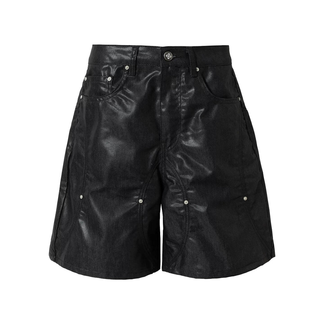 YADcrew Glossy Waxed Denim Shorts | Face 3 Face