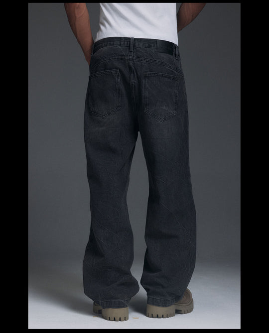 NOVACAM Water-Ripple Washed Baggy Jeans | Face 3 Face