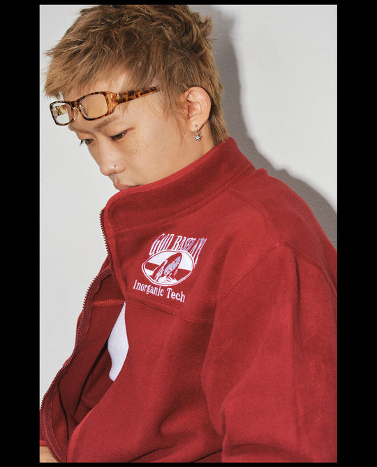 NOVACAM Burgundy Embroidered Fleece Zip Up Jacket | Face 3 Face