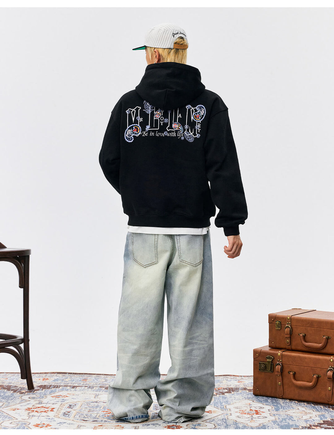 MEDM Ethnic Paisley Flower Embroidered Hoodie | Face 3 Face