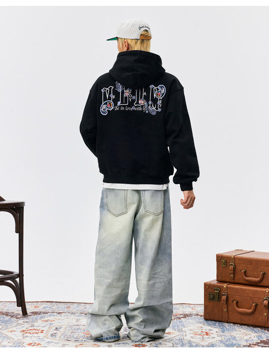 MEDM Ethnic Paisley Flower Embroidered Hoodie | Face 3 Face