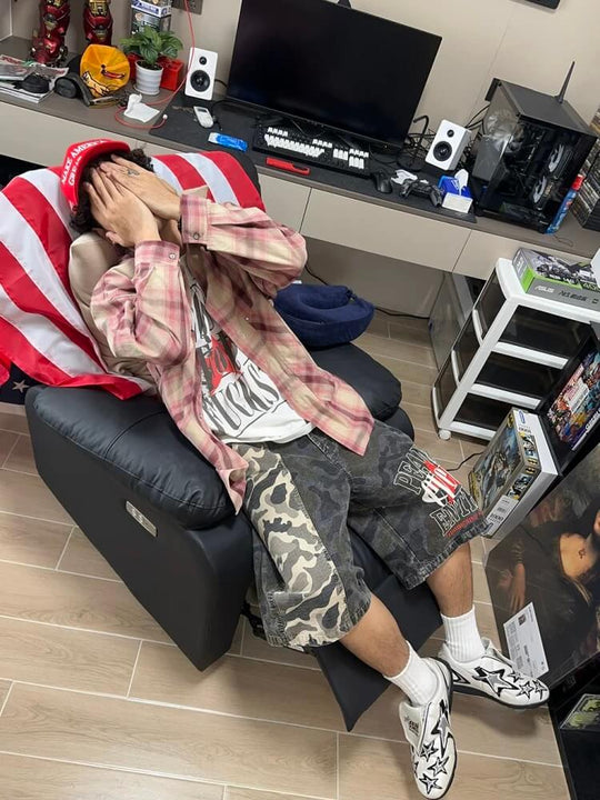 EVETS Washed Faded Camouflage Patchwork Shorts | Face 3 Face