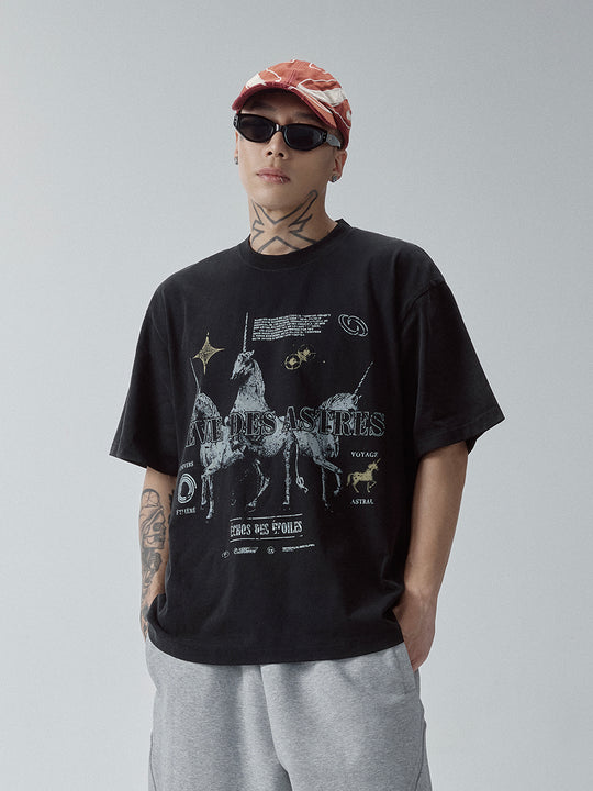 F2CE Washed RÈVE DES ASTRES Print Tee | Face 3 Face