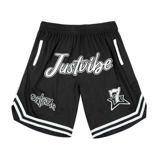 JUST VIBE Patch Embroidered Mesh Basketball Shorts | Face 3 Face