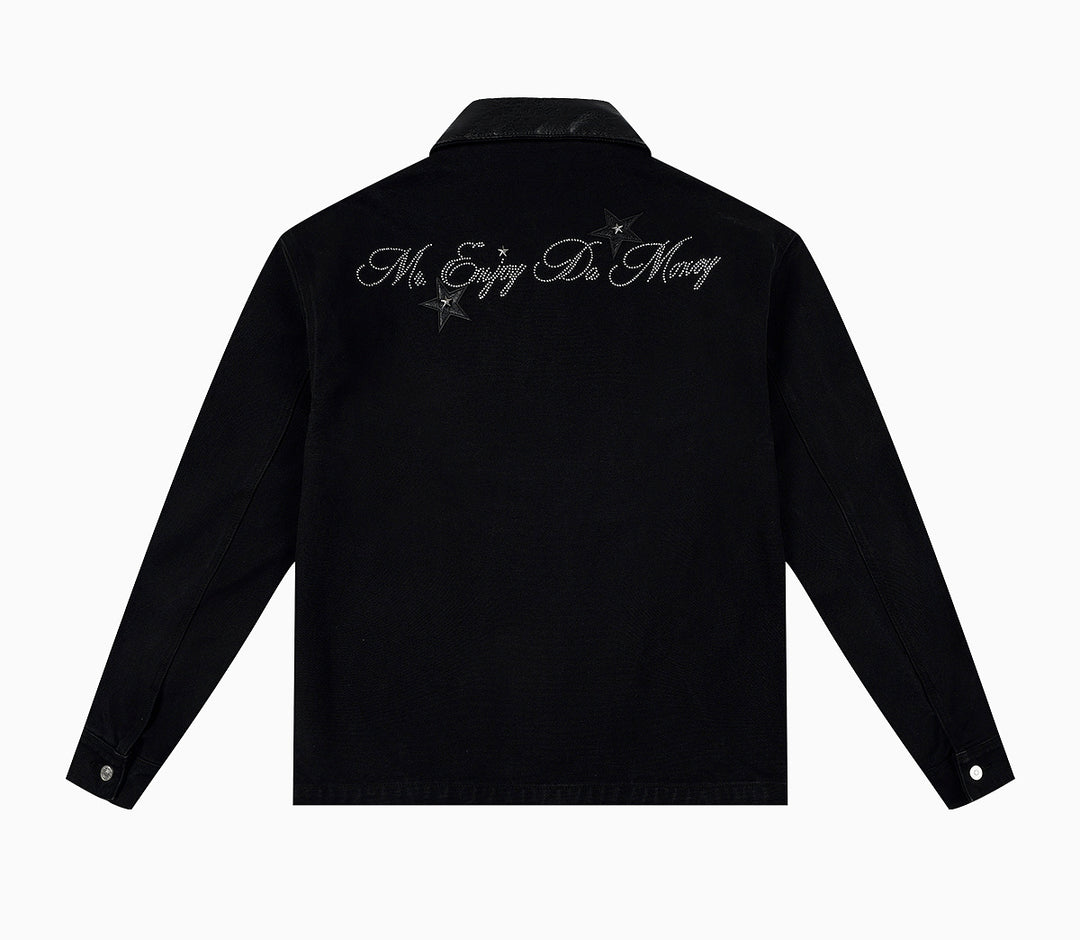 MEDM Star Studded Leather Patch Detroit Jacket | Face 3 Face