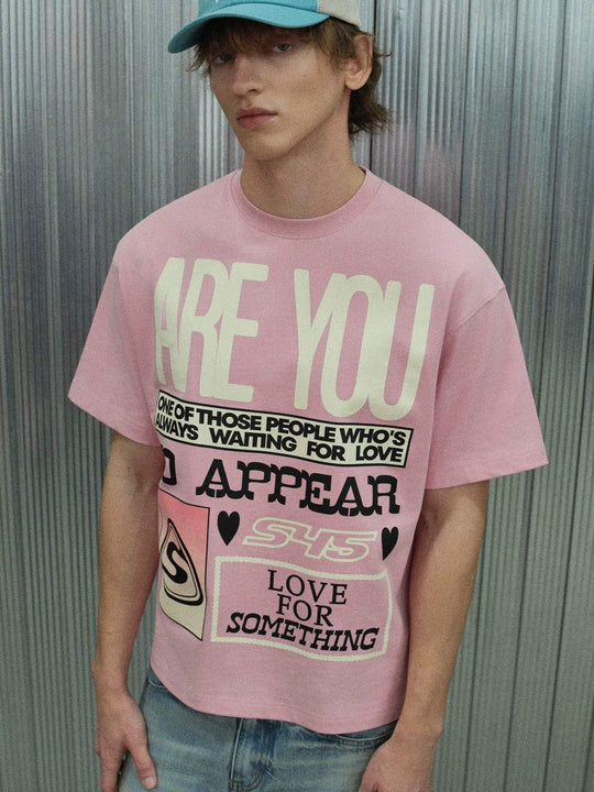 S45 Contrast Color Slogan Print Short Sleeve Tee | Face 3 Face