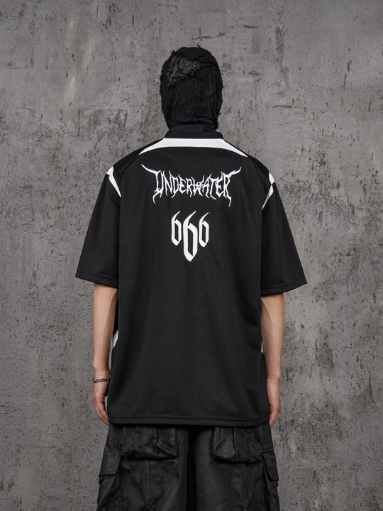 UNDERWATER Black and White Deconstructed Patchwork Embroidered Jersey Tee | Face 3 Face