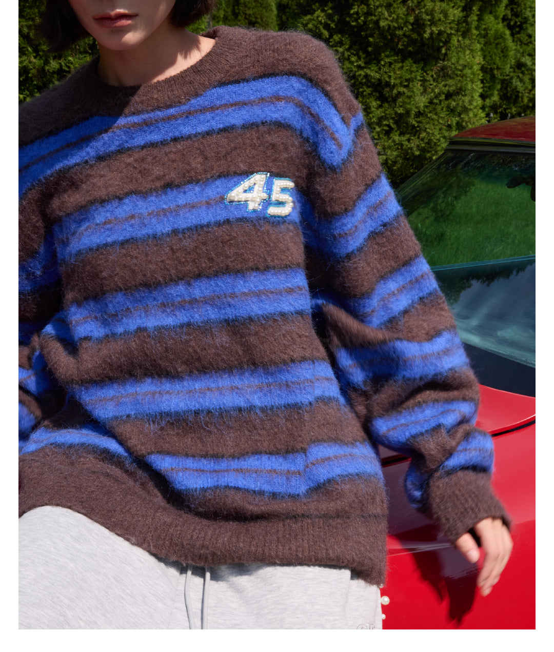 S45 Striped Pearl Brushed Knit Sweater | Face 3 Face