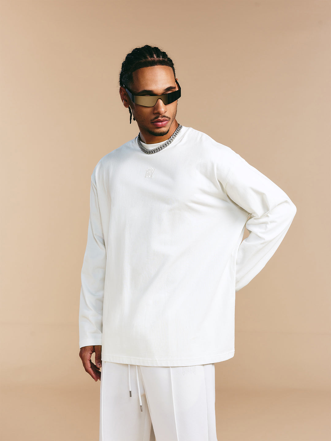 1807 Glossy Logo Print Long Sleeve Tee | Face 3 Face