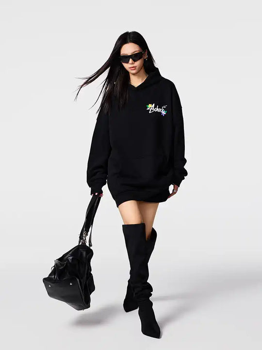 Achock Floral Embroidery Logo Printed Hoodie | Face 3 Face