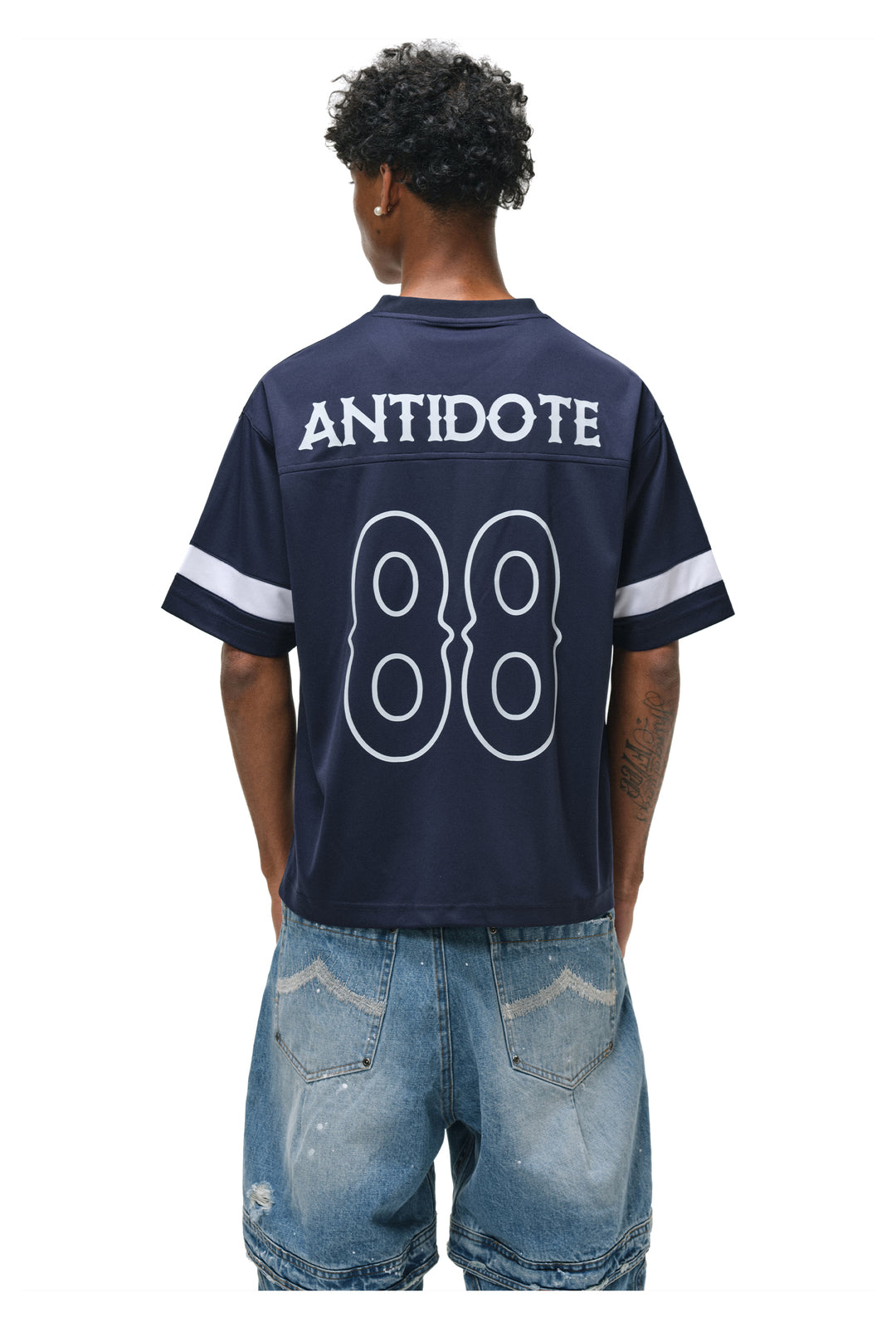 ANTIDOTE Mesh Patchwork V-Neck Jersey Tee | Face 3 Face