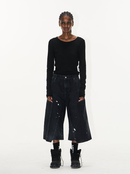 BLIND NO PLAN Washed Inked Flocked Denim Baggy Shorts | Face 3 Face