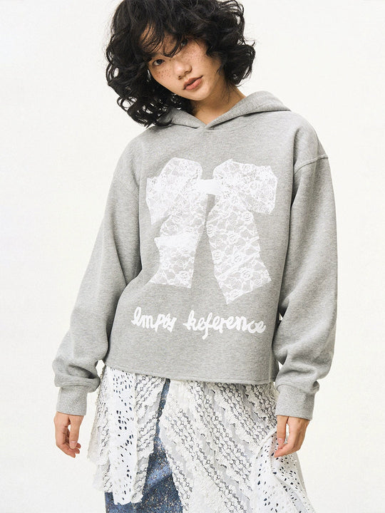 EMPTY REFERENCE Lace Bow Printed Hoodie | Face 3 Face