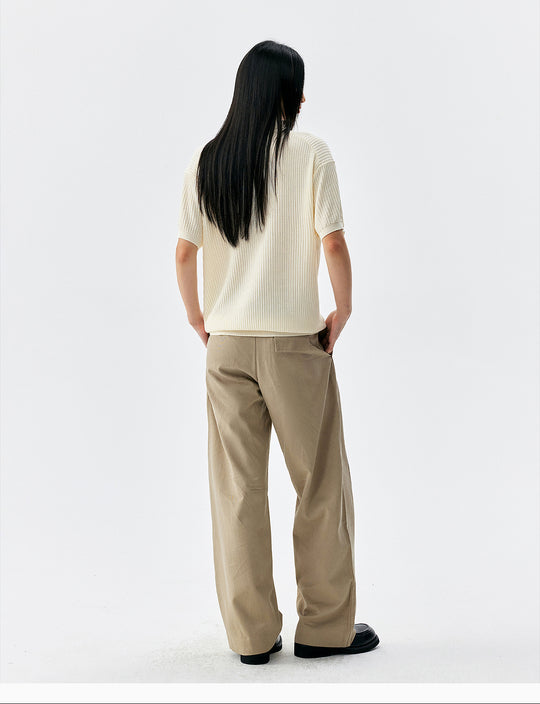 MEDM Rose Embroidered Textured Stripe Knit Polo | Face 3 Face