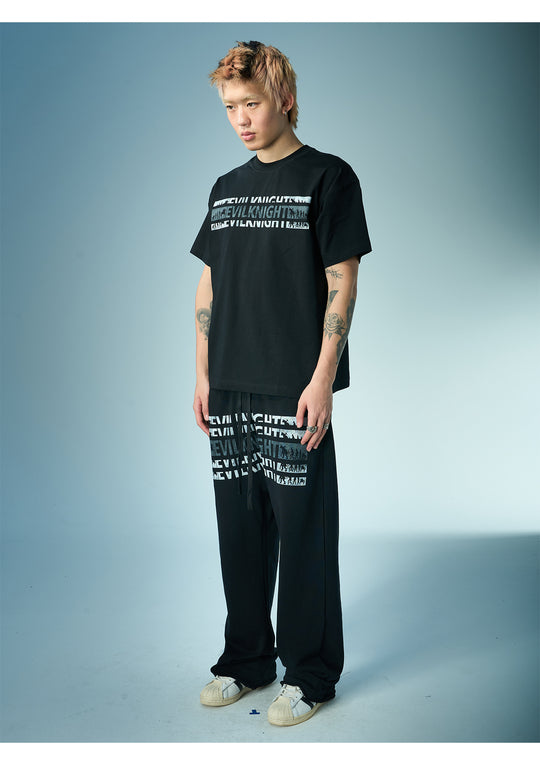 EVILKNIGHT(EK) Two-Tone Printed Baggy Sweatpants | Face 3 Face