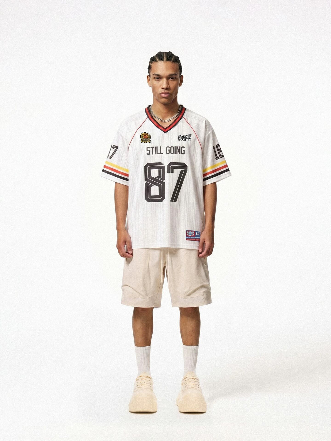 1807 Striped Fabric Color Block Short Sleeve Soccer Jersey
