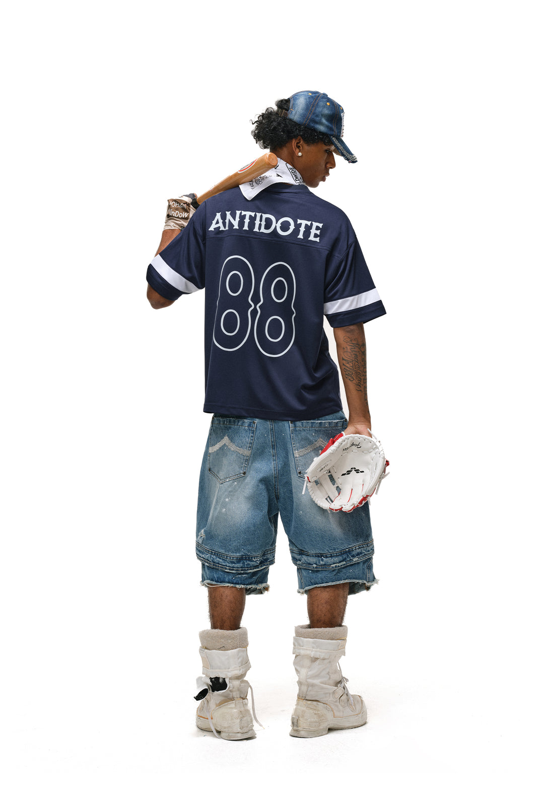 ANTIDOTE Mesh Patchwork V-Neck Jersey Tee | Face 3 Face