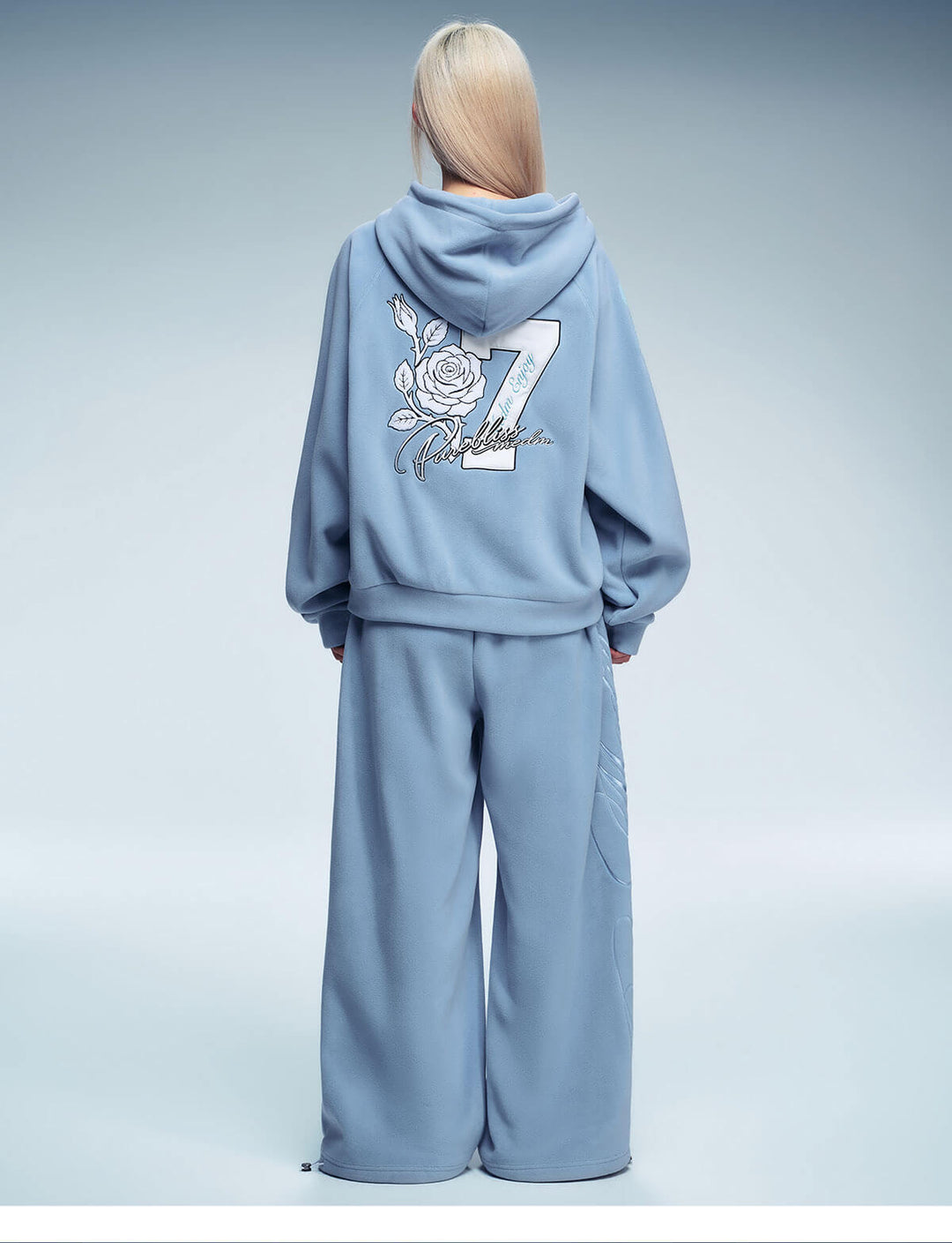 MEDM Rose Embroidered Patch Zip Up Fleece Hoodie | Face 3 Face