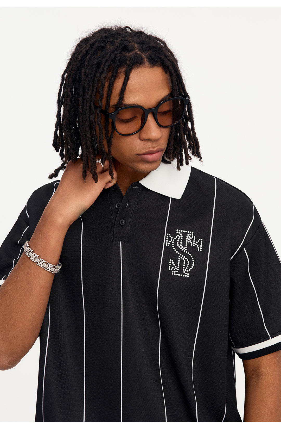 Small Town Kid Pearl Logo Striped Polo Jersey | Face 3 Face